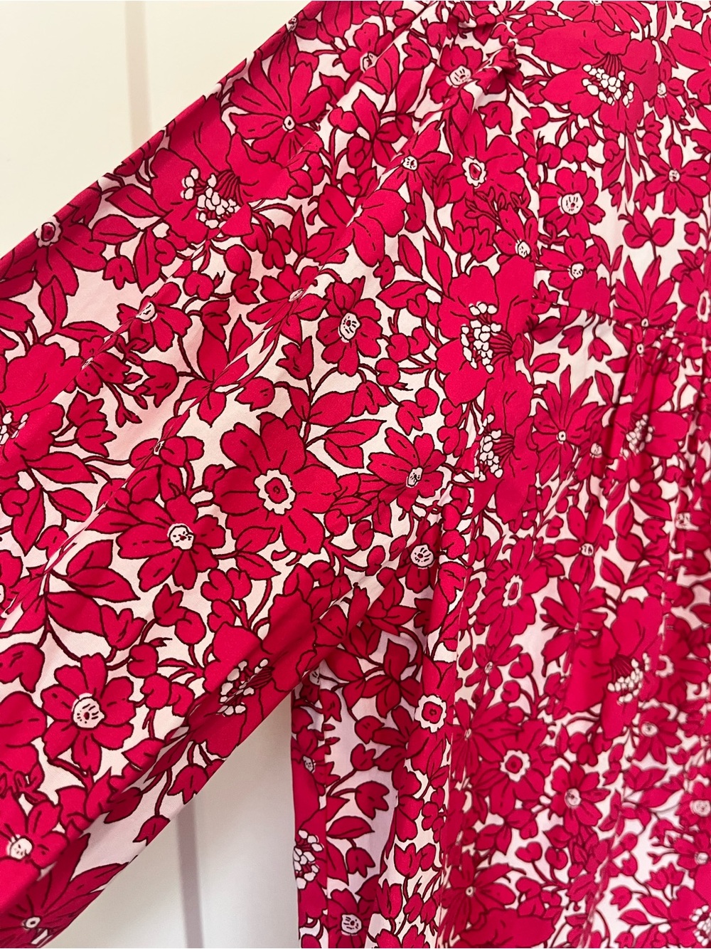 J. Crew Cotton Floral Long Sleeve Popover Blouse Top Pink Peasant Cottagecore S - Picture 4 of 11